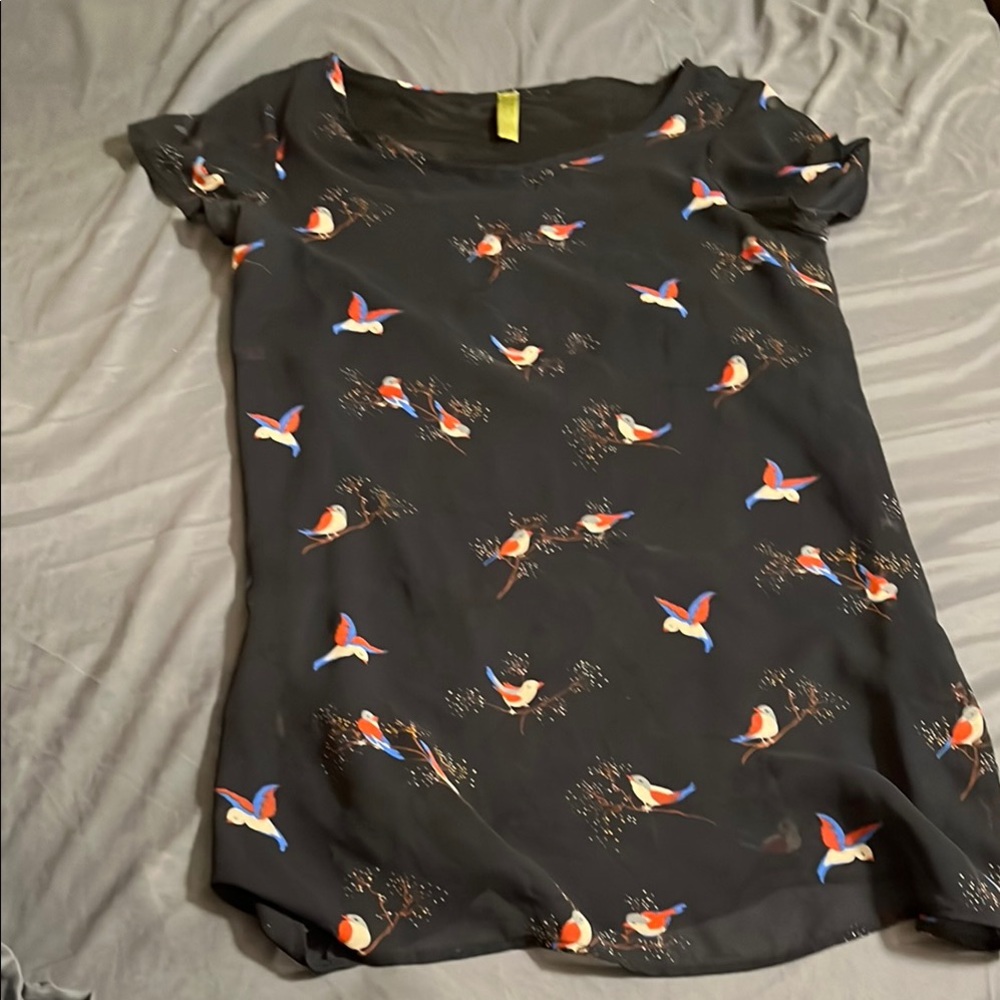 Bird Print Tunic Top